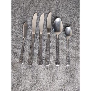 INTERPUR 6 Piece Stainless Steel Flatware FLORENZ Floral Fleur De Lis -  Korea